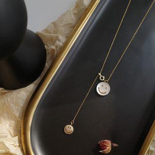 Smiley Shell Pendant Necklace 1 Pc - Gold - One Size
