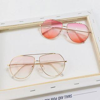 Gradient Double-bridge Metal Frame Sunglasses