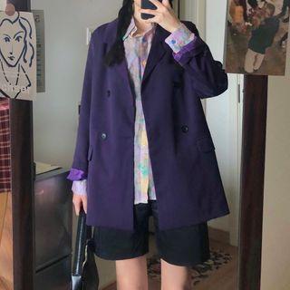 Plain Blazer / Long-sleeve Floral Loose Fit Shirt