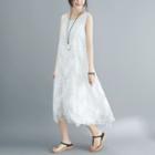 Sleeveless Lace Loose-fit Midi Dress