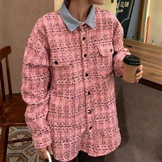 Collared Tweed Shirt Jacket