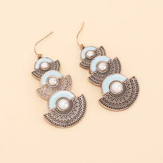Faux Pearl Geometric Drop Earring 1 Prs - Bronze - One Size