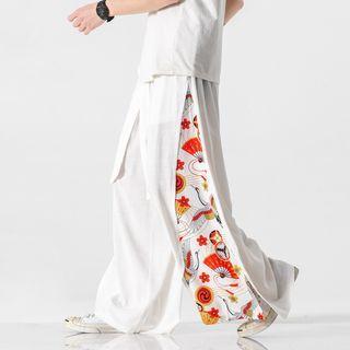 Wide-leg Panel Printed Pants