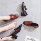 Faux-leather Buckled Chunky-heel Loafers