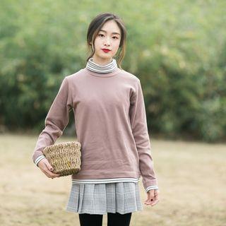 Long-sleeve Turtleneck Stripe-detail Top