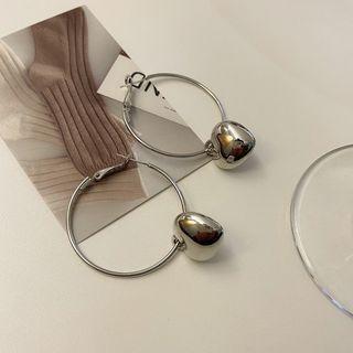 Heart Hoop Earring Stud Earring - 1 Pair - S925 Silver Stud - Silver - One Size
