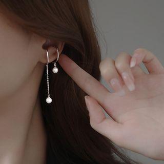 Asymmetrical Faux Pearl Drop Earring 1 Pair - White - One Size