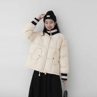Contrast Trip Zip Padded Coat