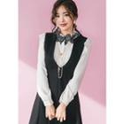 Lace-collar Frilled Crepe Blouse