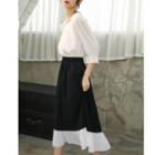 Bell-sleeve Blouse / Midi A-line Skirt / Set