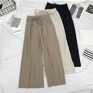 Drawstring-waist Wide Leg Pants