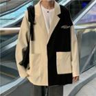 Asymmetrical Logo Two-tone Blazer