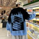 Long-sleeve Two-tone Jacquard Sweater