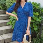 V-neck Polka-dot A-line Dress