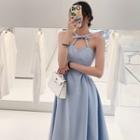 Halter Embellished A-line Dress