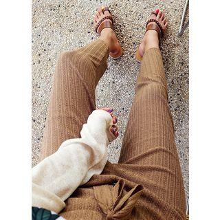 Plus Size - Drawstring Knit Wide-leg Pants