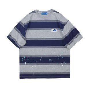 Striped Splatter Print T-shirt