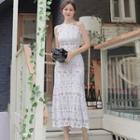 Halter-neck Lace Midi Dress