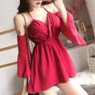 Cold-shoulder Playsuit Red - One Size