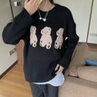 Bear Printed Round-neck Sweater