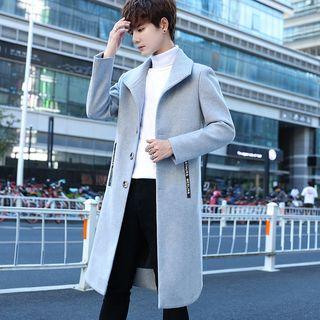 Lettering Strap Buttoned Coat