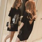 Short-sleeve Print Open Back T-shirt
