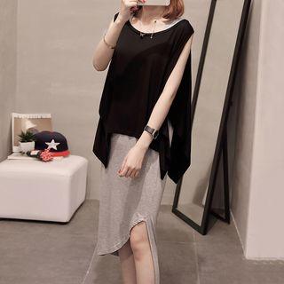 Set: Plain Tank Top + Sleeveless Midi Dress