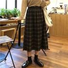 Plaid A-line Midi Skirt Gingham - Gray - One Size