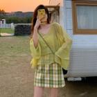 V-neck Chiffon Blouse / A-line Skirt