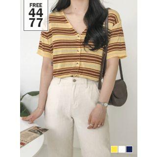 V-neck Stripe Light Cardigan