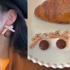 Cookie Ear Stud 1 Pair - 1223a# - Brown - One Size