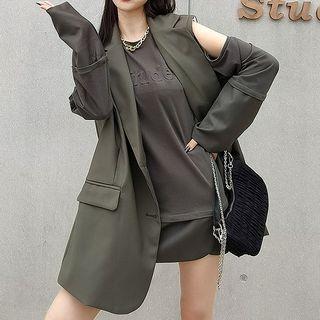 Single-breasted Vest Grayish Green - One Size