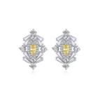 Fashion Simple Geometric Stud Earrings With Yellow Cubic Zirconia Silver - One Size
