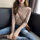 Embroidered Mock-neck T-shirt