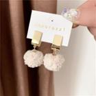 Faux Shearling Pom Pom Earring 1 Pair - Ear Studs - One Size