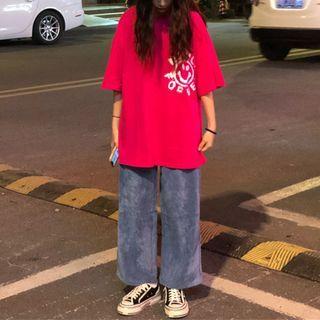 High-waist Corduroy Straight Leg Jeans