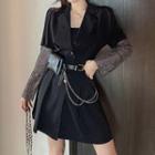 Rhinestone Panel Single-breasted A-line Blazer Dress