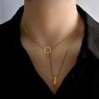 Titanium Steel Layered Necklace Gold - One Size