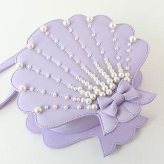 Faux-pearl Embellished Seashell Shaped Crossbody Bag