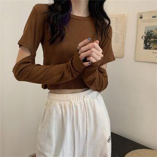 Cropped Round-neck Ripped Top