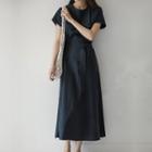 Short-sleeve Midi A-line Linen Dress
