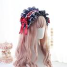 Lace Bow Headpiece Dark Blue & Red - One Size