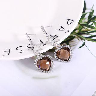 Rhinestone Heart Star Dangle Earring