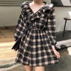 3/4-sleeve Plaid Playsuit
