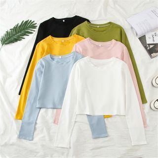 Plain Long Sleeve Crop T-shirt