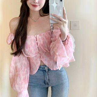 Long-sleeve Off-shoulder Blouse As Figure - One Size