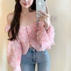 Long-sleeve Off-shoulder Blouse As Figure - One Size