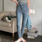 Asymmetric-waist Slim-fit Jeans