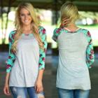 Floral Print Raglan Long Sleeve T-shirt