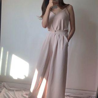 Set: Pinstriped Camisole Top + Wide Leg Pants